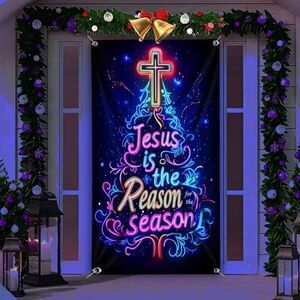 47 x 24 Holiday Door Banner Festive Christmas Jesus is the Reason for the Season